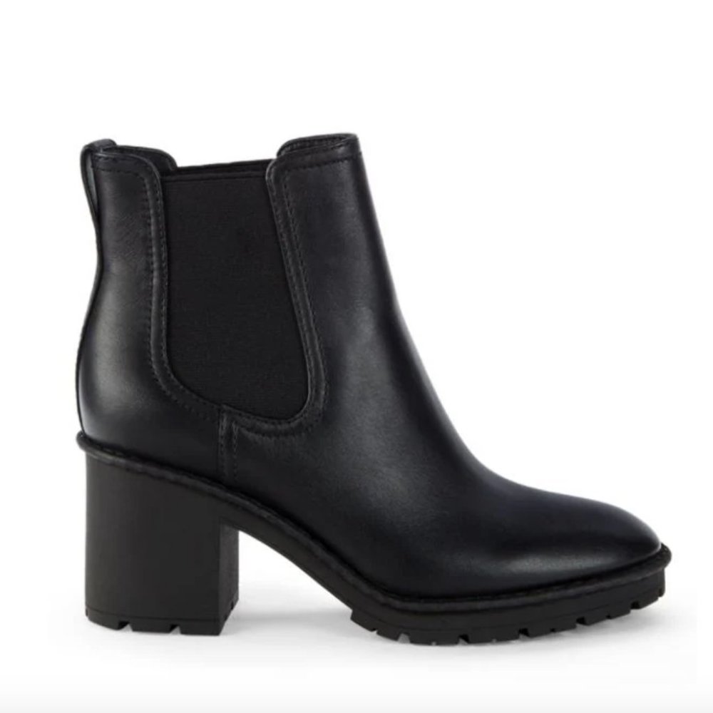 Vince Henderson Water-Resistant Leather Chelsea Booties Black Sz 8